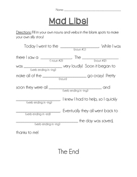 Free Mad Libs Verbs Printable Download Free Mad Libs Verbs Printable 