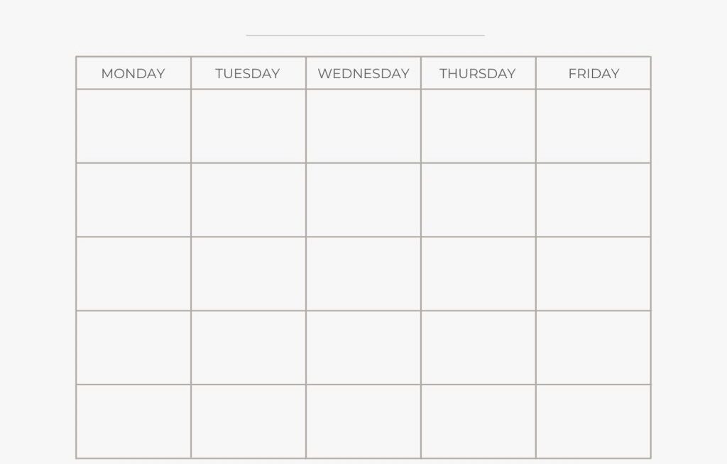 Free Monday Through Friday Printable Calendar Weekly And Monthly