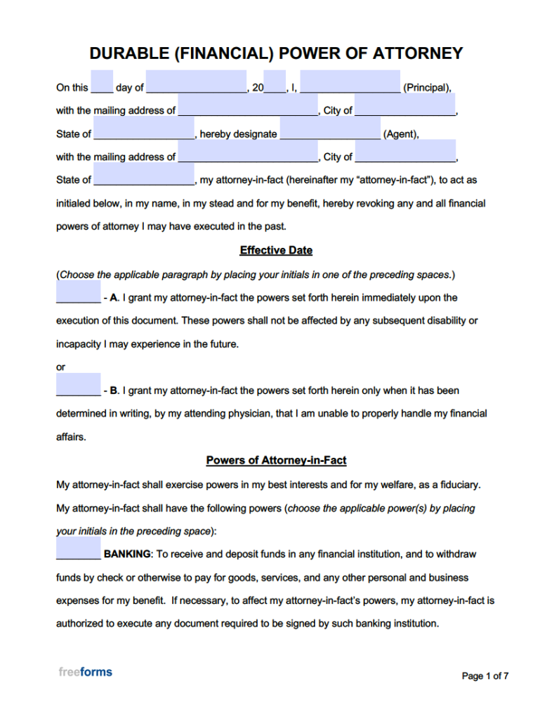 Free Power Of Attorney Forms PDF WORD Free Power Of Attorney Forms PDF WORD