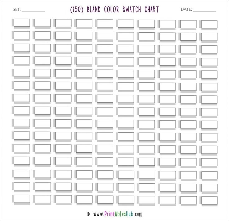 Free Printable 24 50 72 80 100 120 150 168 Blank Color Swatch 
