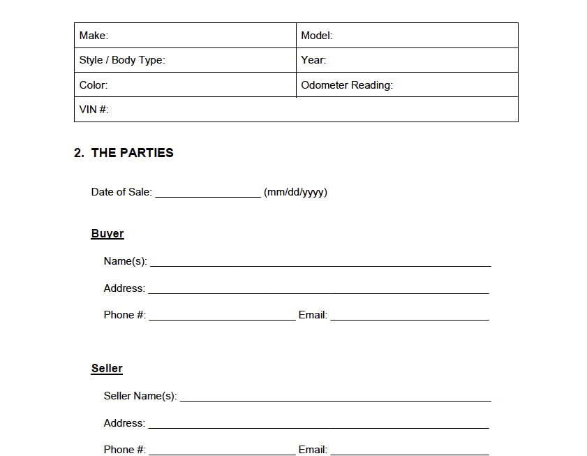 Free Printable Alabama Vehicle Bill Of Sale
