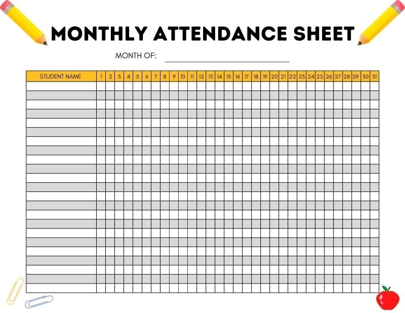 Free Printable Attendance Sheet Free Printable Templates Free Printable Attendance Sheet Free Printable Templates