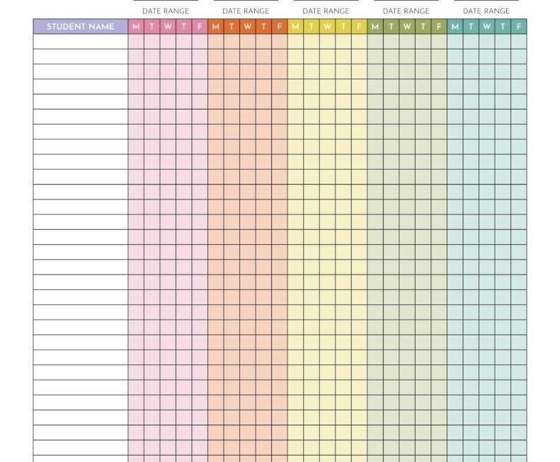 Free Printable Attendance Sheet Printable Sight Words List