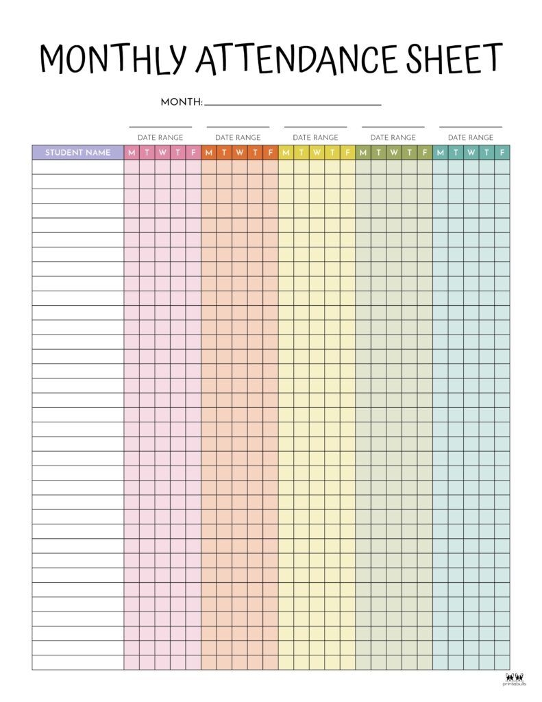 Free Printable Attendance Sheet Printable Sight Words List Free Printable Attendance Sheet Printable Sight Words List