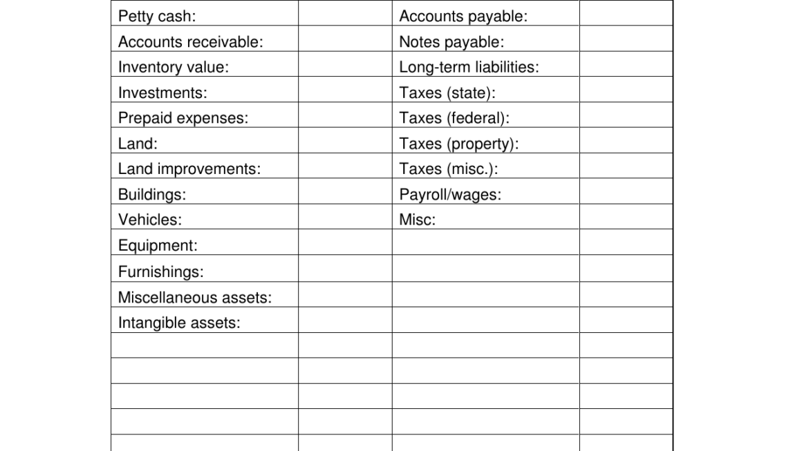 Free Printable Balance Sheet Template
