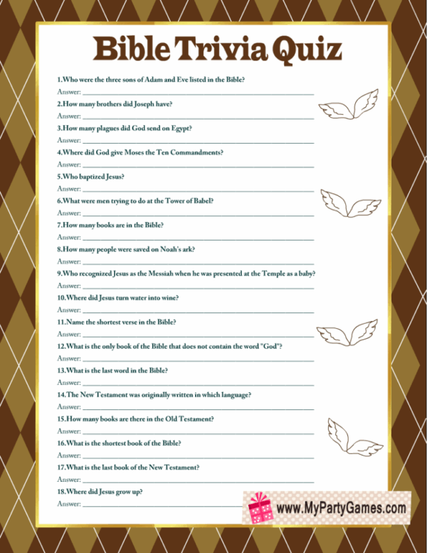 Printable Fill In The Blank Bible Trivia