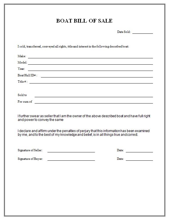 Free Printable Bill Of Sale For Boat Free Printable Bill Of Sale For Boat