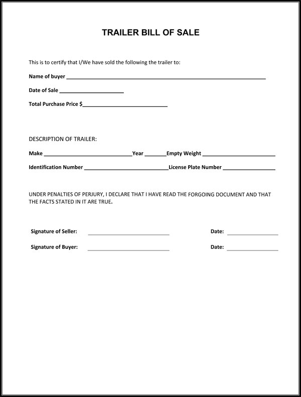 Free Printable Bill Of Sale For RV Form GENERIC Free Printable Bill Of Sale For RV Form GENERIC