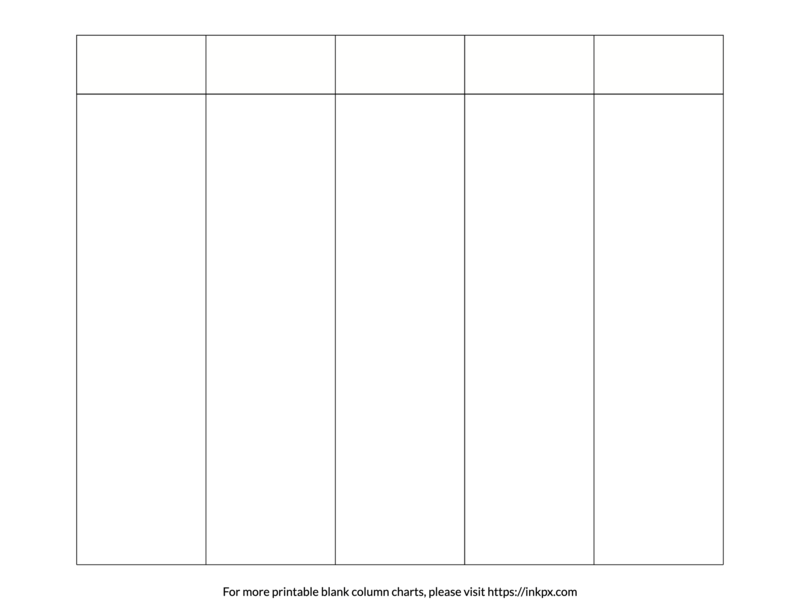 Free Printable Blank 5 Column Chart Templates In PDF PNG And JPG Free Printable Blank 5 Column Chart Templates In PDF PNG And JPG