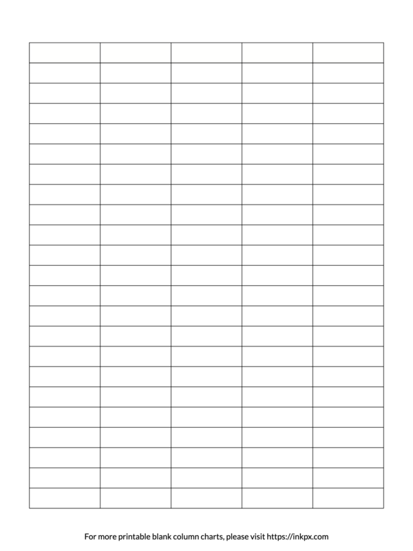 Free Printable Blank 5 Column Chart Templates In PDF PNG And JPG Free Printable Blank 5 Column Chart Templates In PDF PNG And JPG