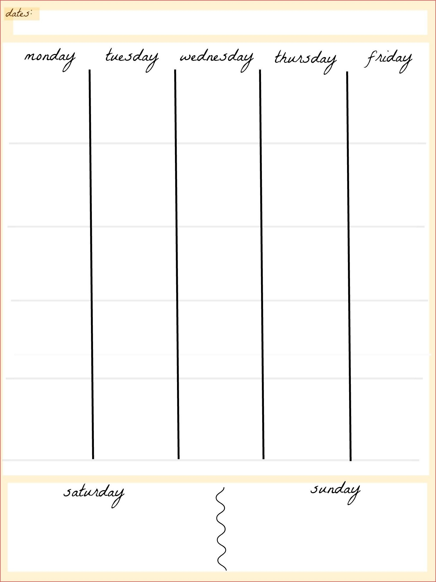 Free Printable Blank 5 Day Calendar Free Printable Blank 5 Day Calendar