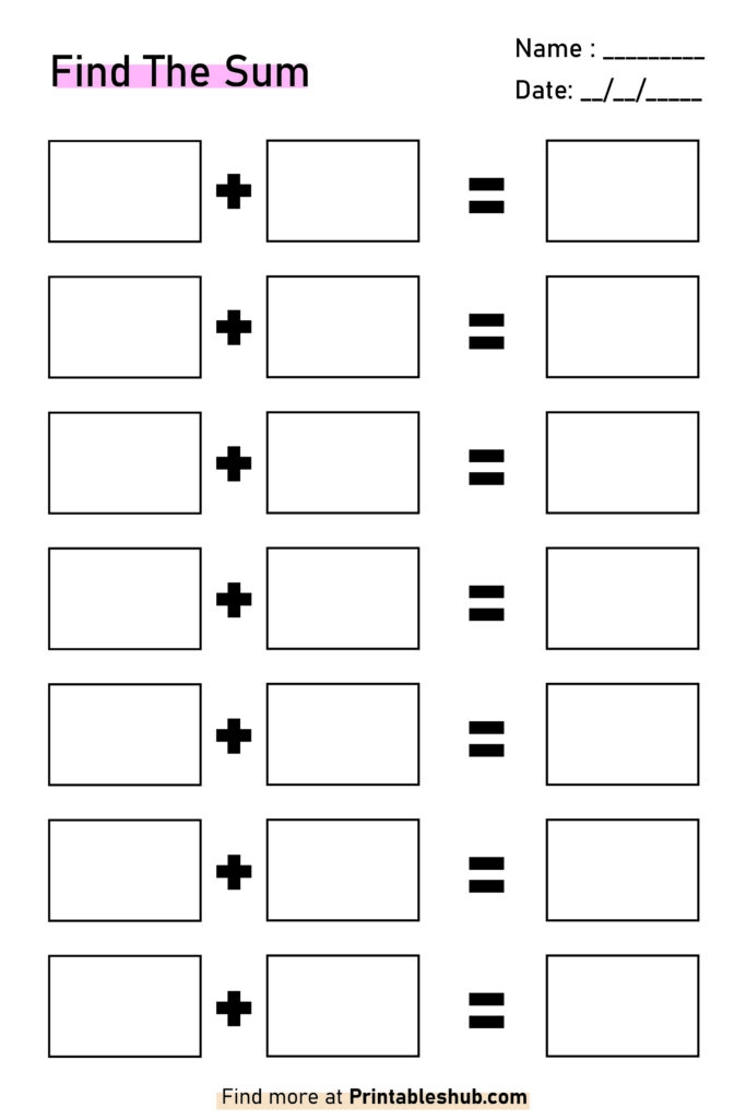 Free Printable Blank Addition Templates PDF Included Printables Hub