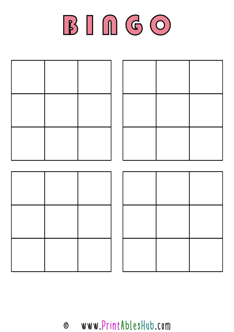 Free Printable Blank Bingo Cards Template PDF 3x3 4x4 5x5 2 Per 