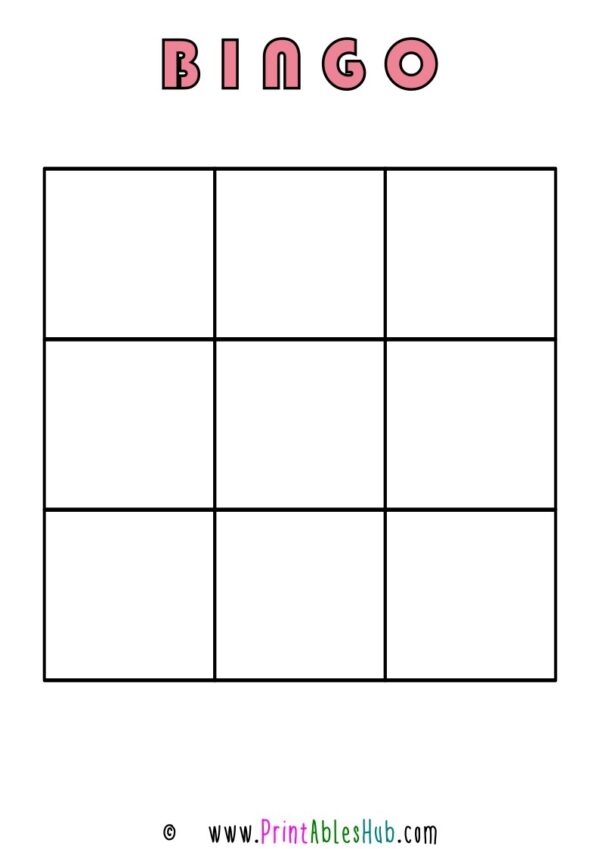 Blank Bingo Template Printable For Preschool