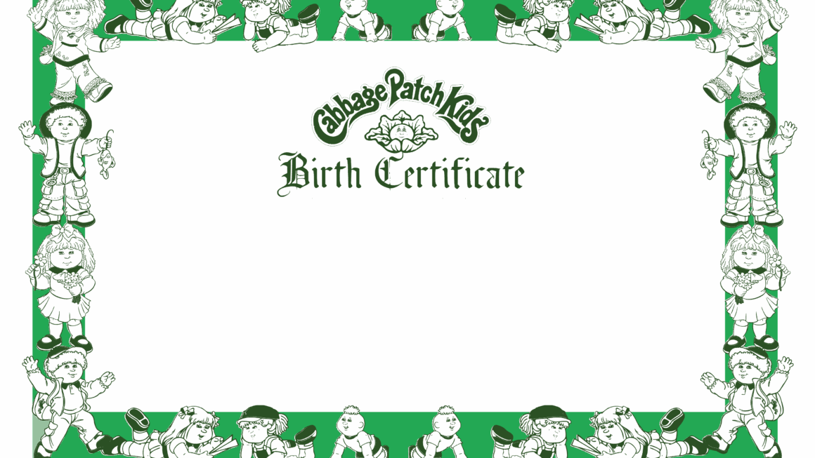 Free Printable Blank Cabbage Patch Birth Certificate Cabbage Patch