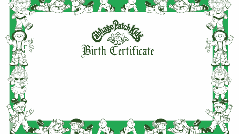 Printable Blank Cabbage Patch Birth Certificate Printable Free Templates