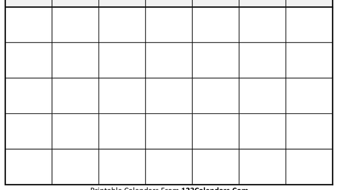 Free Printable Blank Calendar 123Calendars