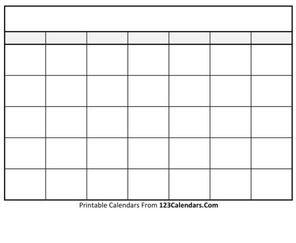 Printable Calendar Blank Template With Numbers