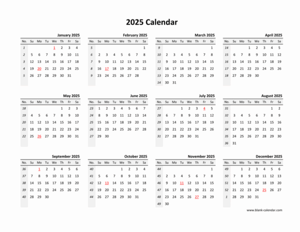 Free Printable 2025 Yearly Calendar Blank Squarespace