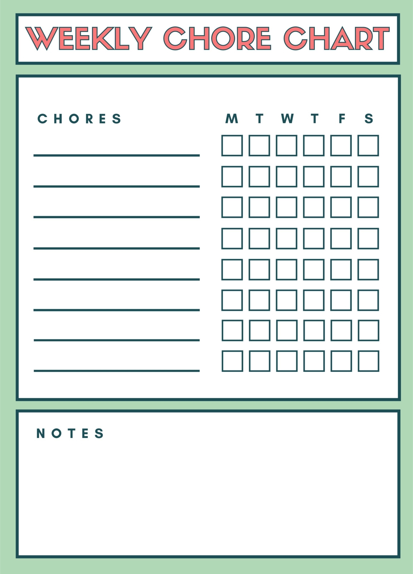 Free Printable Blank Chore Chart Template Free Printable Blank Chore Chart Template
