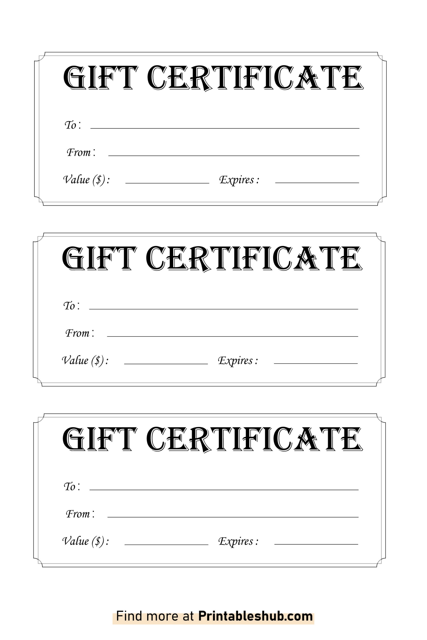 Free Printable Blank Gift Certificate Templates PDF Included 