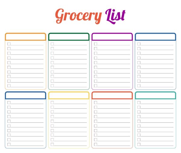 Blank Shopping List Template Free Printable