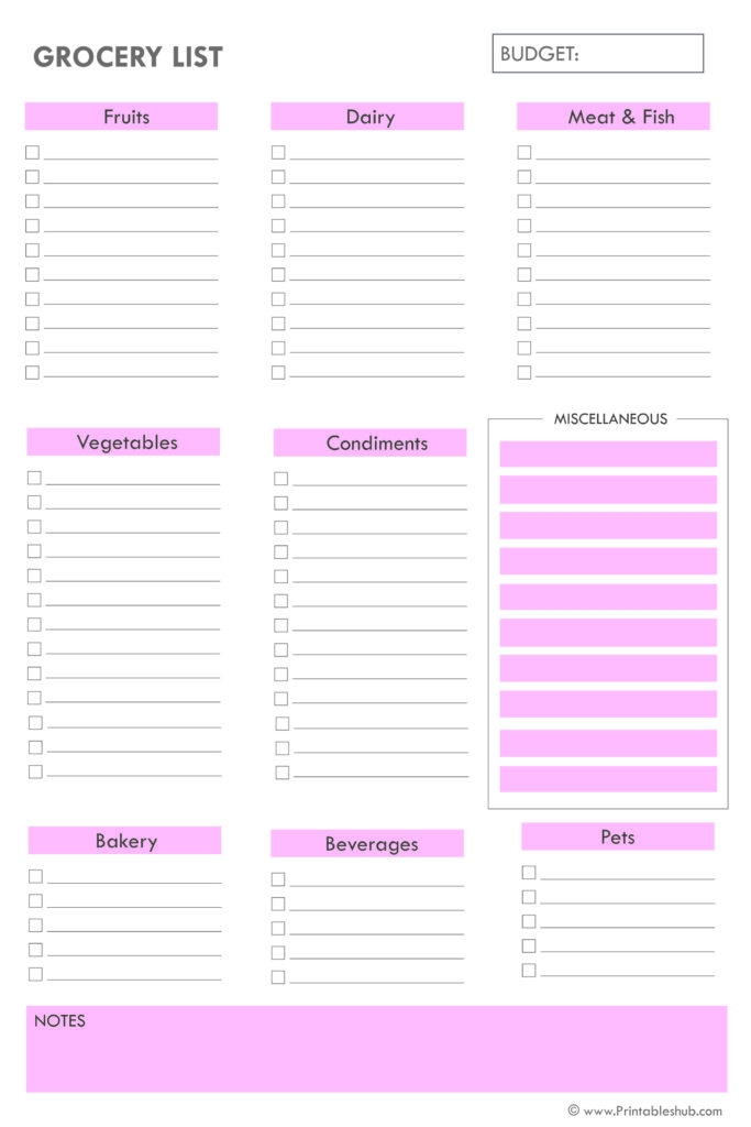 Free Printable Blank Grocery List Templates PDF Included Printables Hub