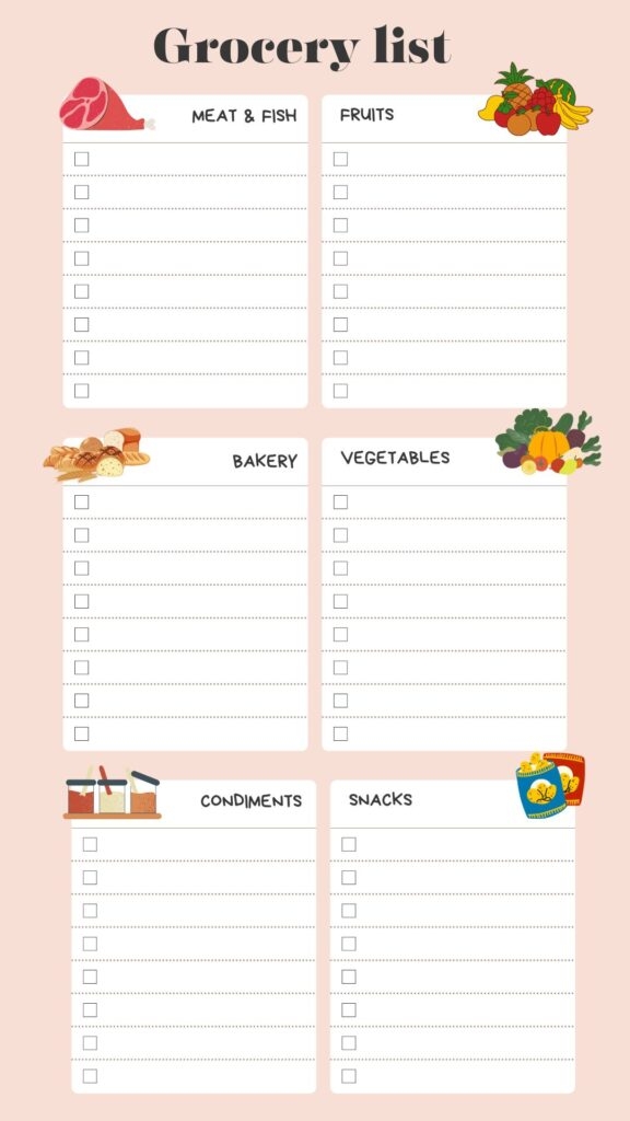 Free Printable Blank Grocery List Templates PDF Included Printables Hub