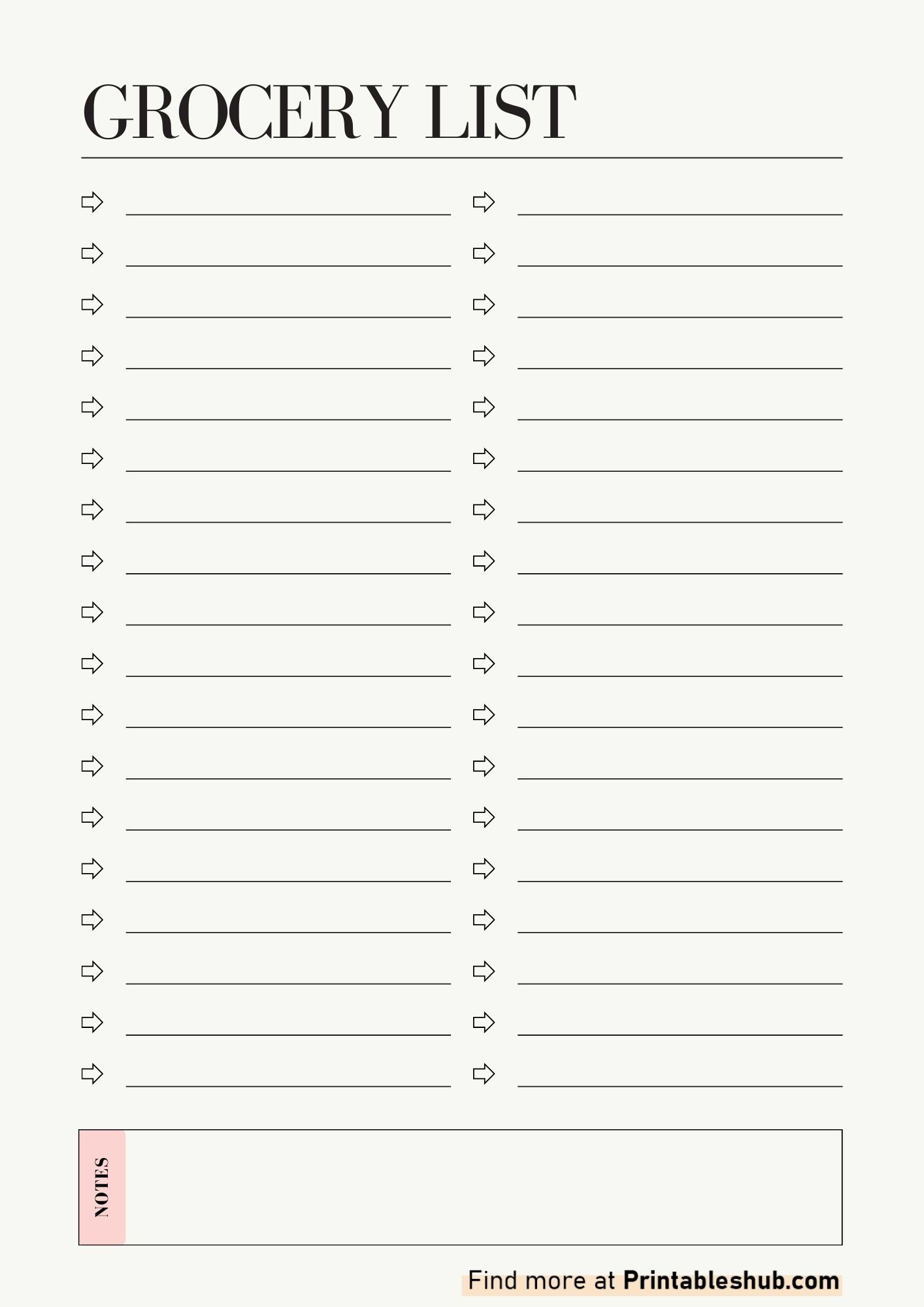 Free Printable Blank Grocery List Templates PDF Included Printables Hub