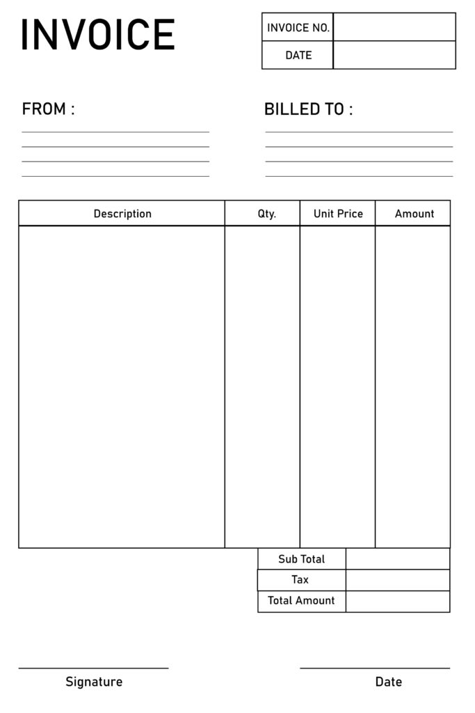 Free Printable Blank Invoice Templates PDF Included Printables Hub