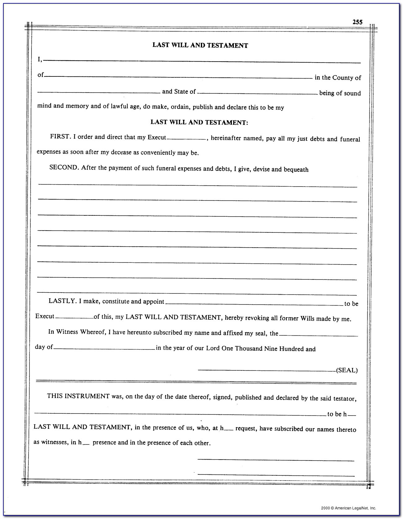 Free Printable Blank Last Will Testament Forms Printable Forms Free Free Printable Blank Last Will Testament Forms Printable Forms Free