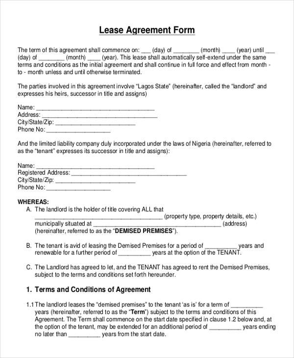 Free Printable Blank Lease Agreement Forms Printable Forms Free Online Free Printable Blank Lease Agreement Forms Printable Forms Free Online