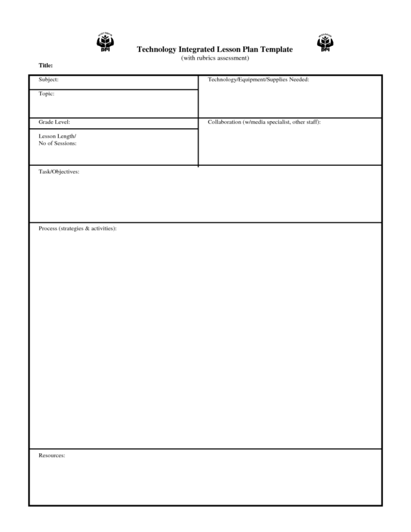 Free Printable Blank Lesson Plan Pages