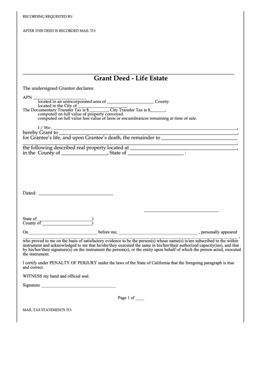 Free Printable Blank Life Estate Deed Form Printable Forms Free Online Free Printable Blank Life Estate Deed Form Printable Forms Free Online