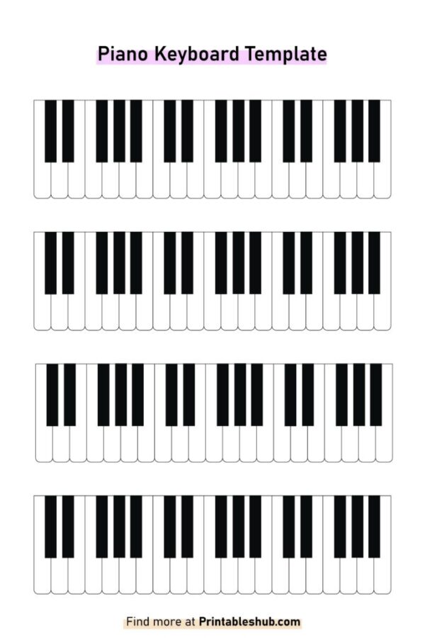 Color My Piano Printable Blank Keyboard