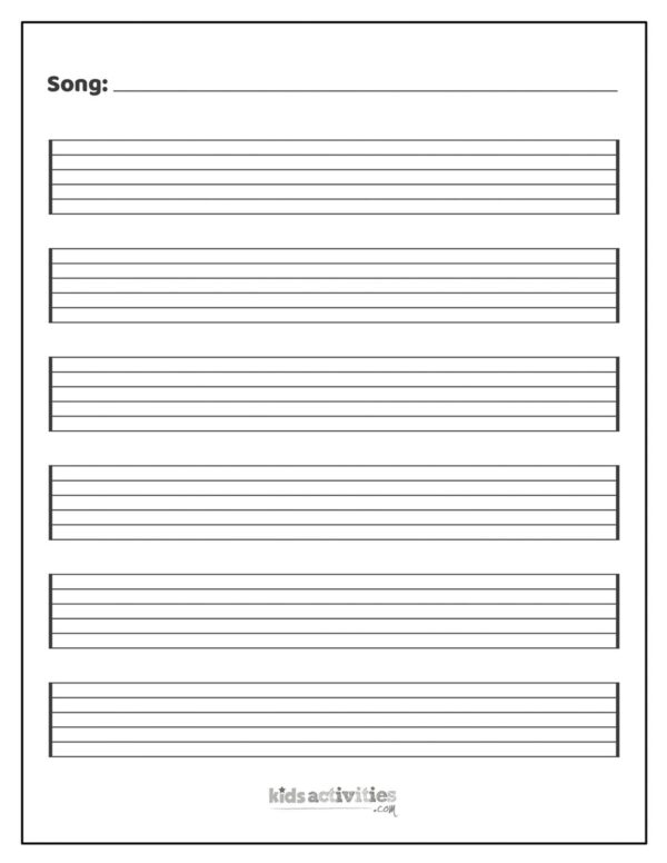 Blank Sheet Music Paper Printable Kids