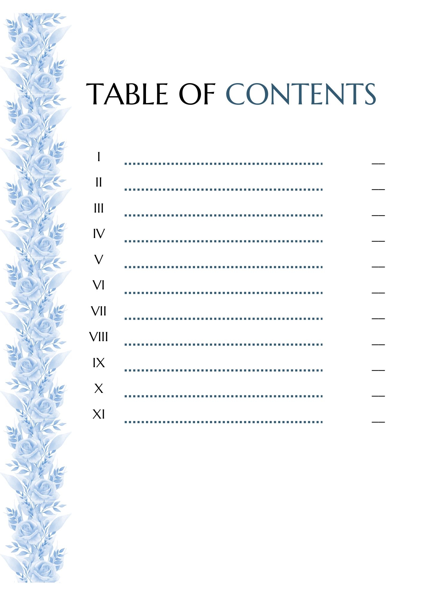 Free Printable Blank Table Of Contents Templates PDF Included 