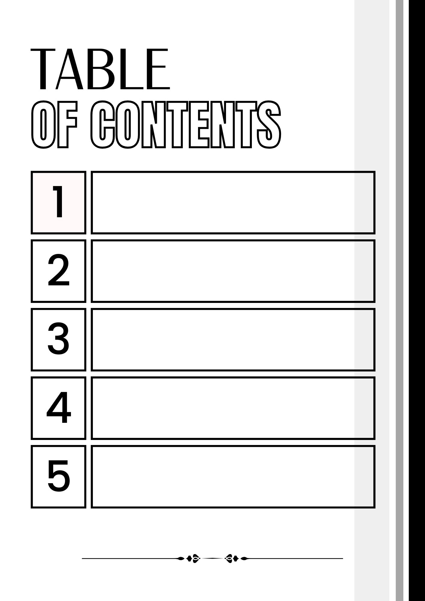 Free Printable Blank Table Of Contents Templates PDF Included 