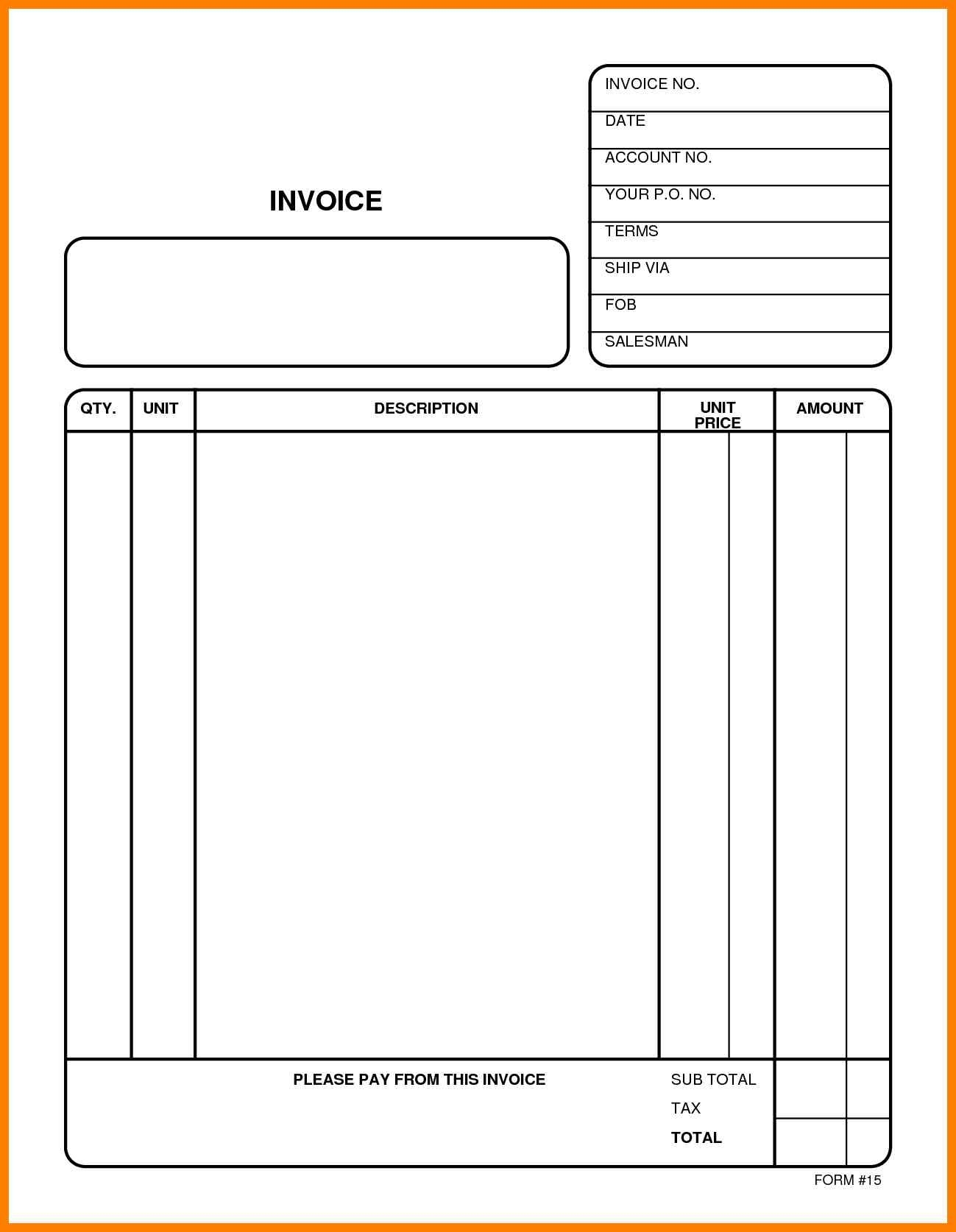 Free Printable Blank Work Invoice Forms For Wordperfect Printable 