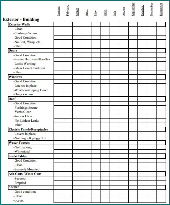  Free Printable Building Maintenance Checklist Template