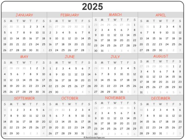 Blank 2025 Printable Calendar With Holidays