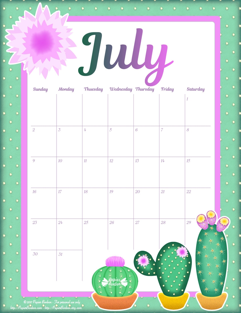 Free Printable Calendar July Free Printable Calendar July