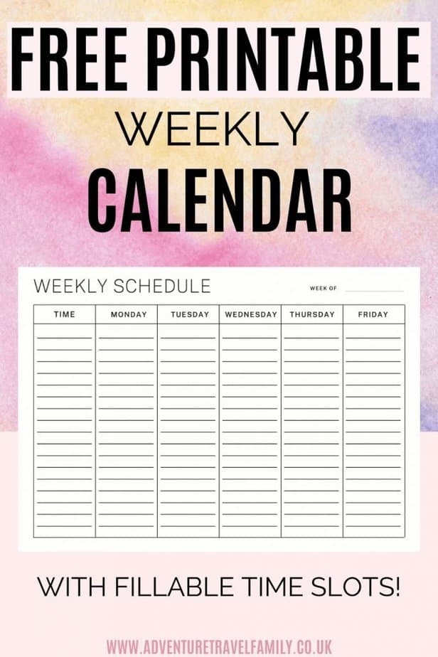 Free Printable Blank Calendar With Time Slots