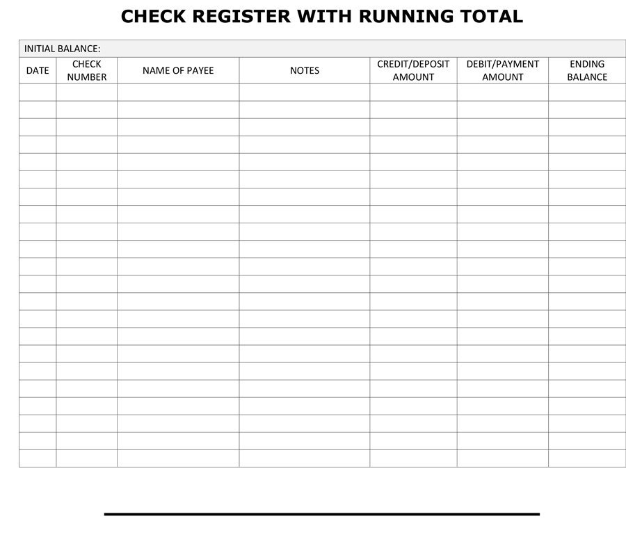Free Printable Check Register With Running Balance Room Surf