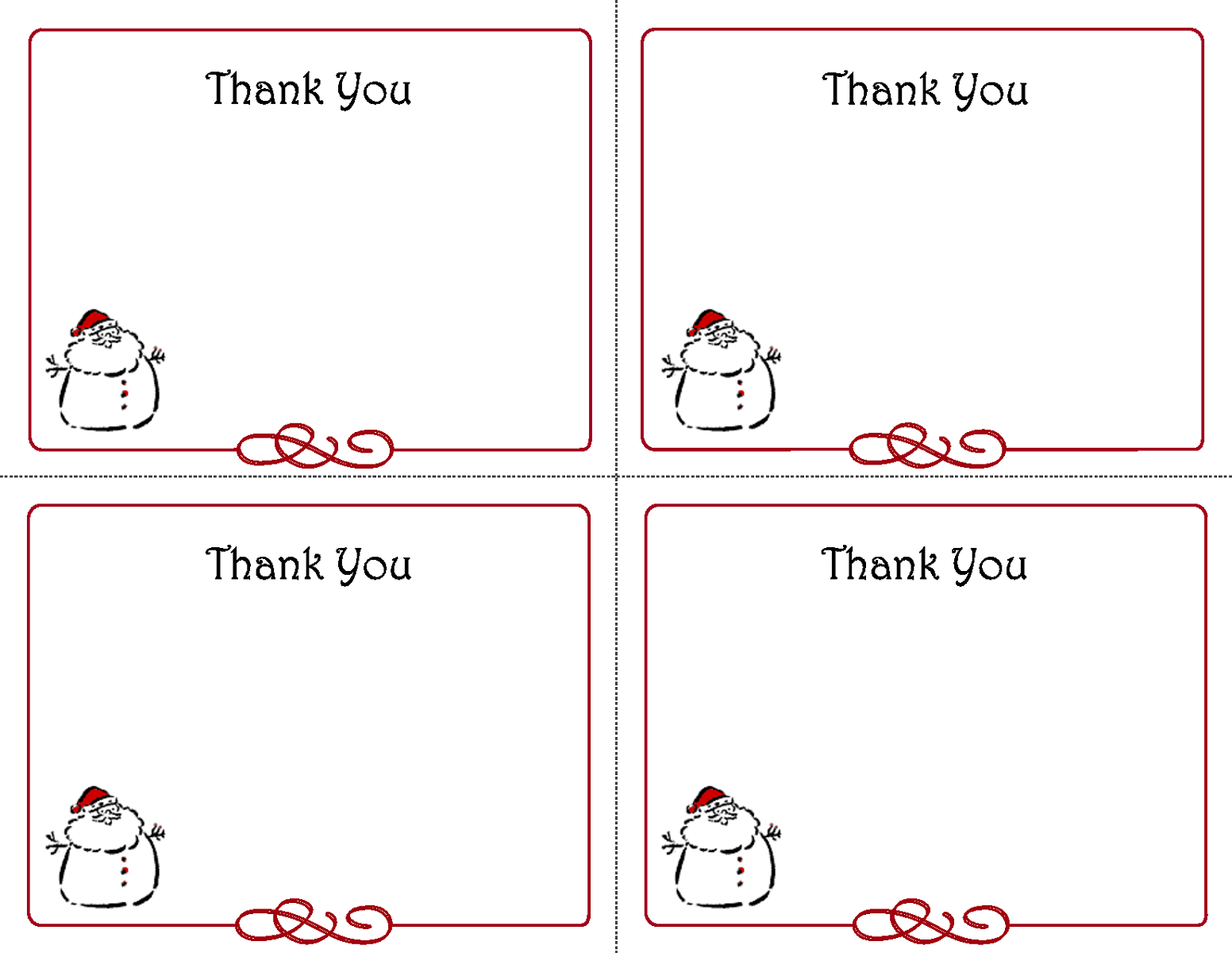 Free Printable Christmas Thank You Notes