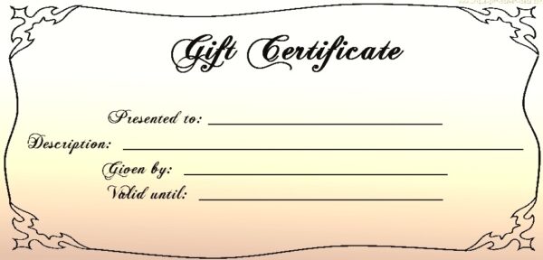 Free Customizable Blank Printable Gift Certificate