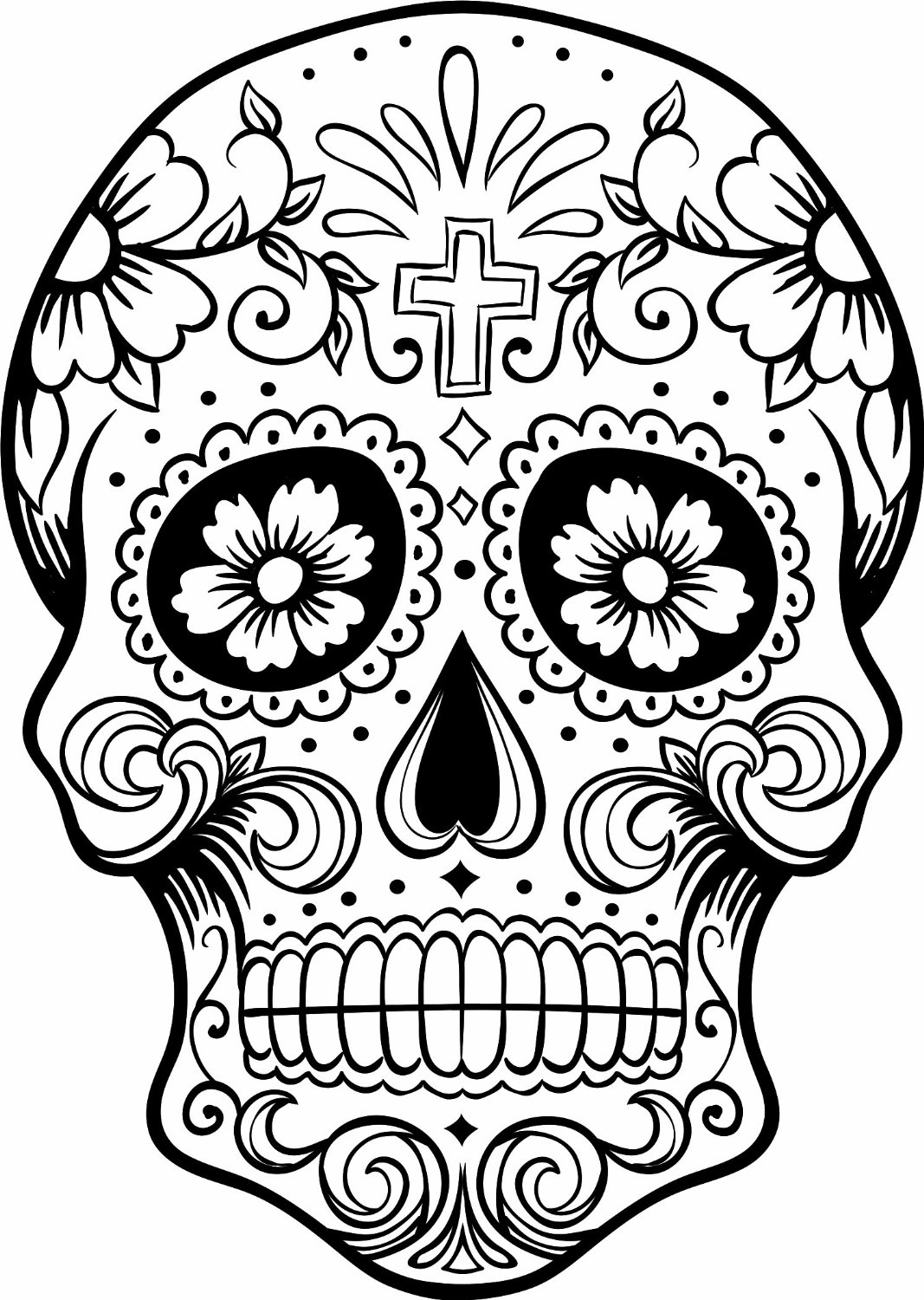 Printable Blank Day Of The Dead Skull