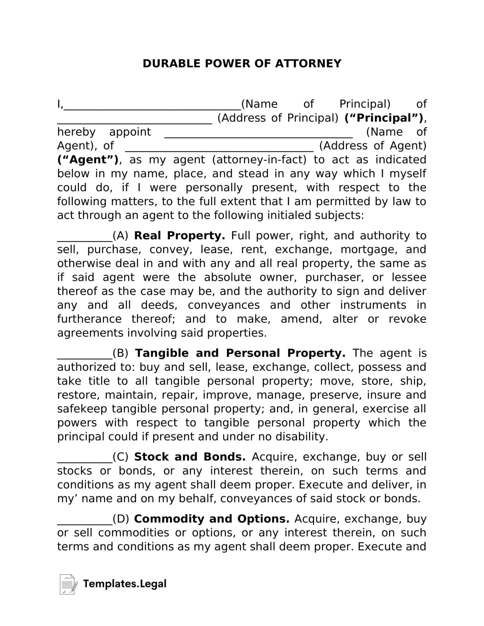 Free Printable Durable Power Of Attorney Forms Free Printable Durable Power Of Attorney Forms