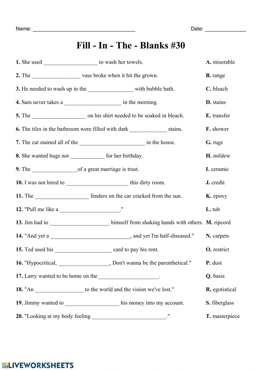 Free Printable Fill In The Blank Worksheets Printable Worksheets