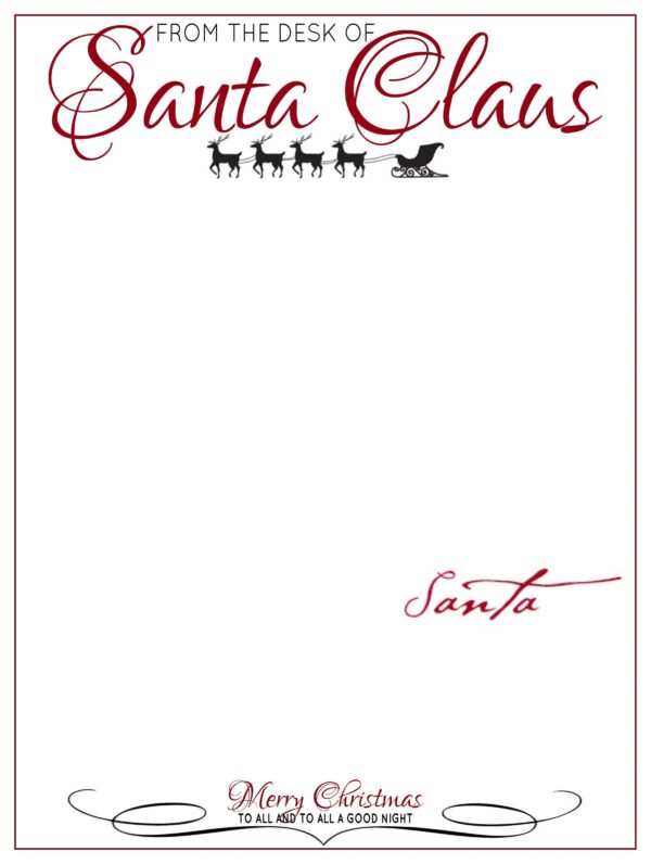 Free Printable Blank Template Letter From Santa